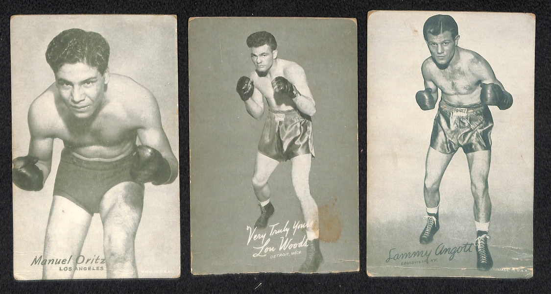 Lot of 38 Boxing Exhibit Cards from 1940s/50s w. Joe Louis
